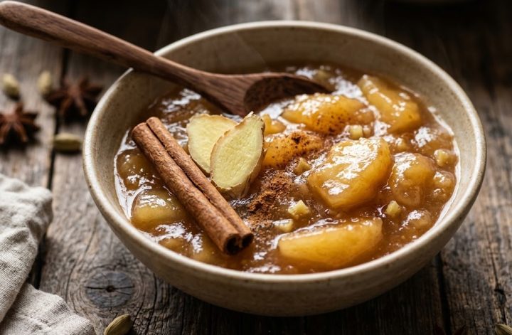 Compota de manzana con jengibre y canela