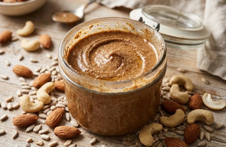 Crema casera de almendras, anacardos y pipas de girasol